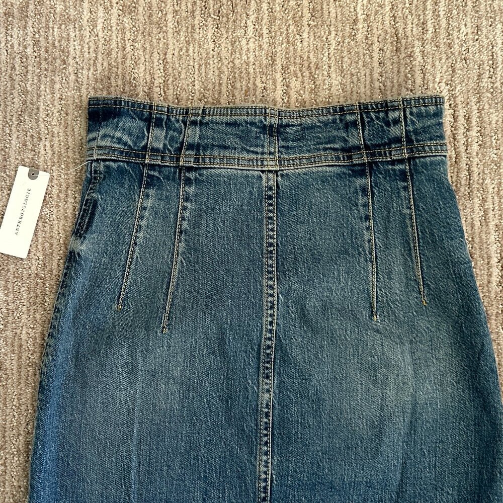 High-Rise Dark Blue Denim Midi Skirt - Unbranded - Picture 7 of 9
